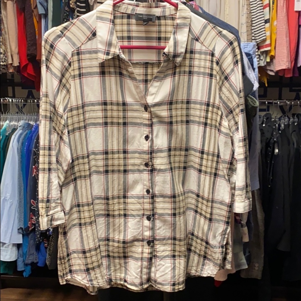 The Limited 3/4 Sleeve Plaid Button Up